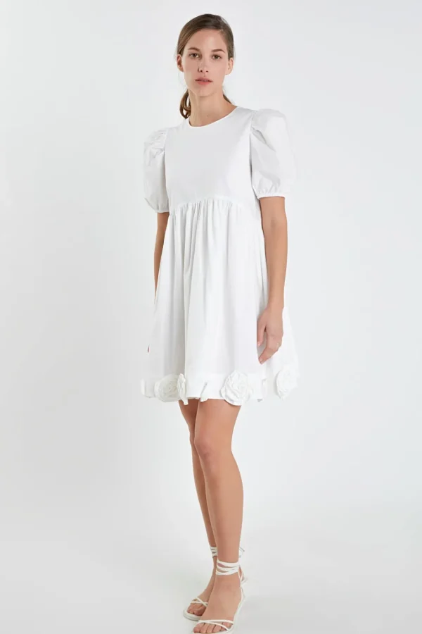 ENGLISH FACTORY Puff Sleeve | Tops*- Poplin Corsage Mini Dress