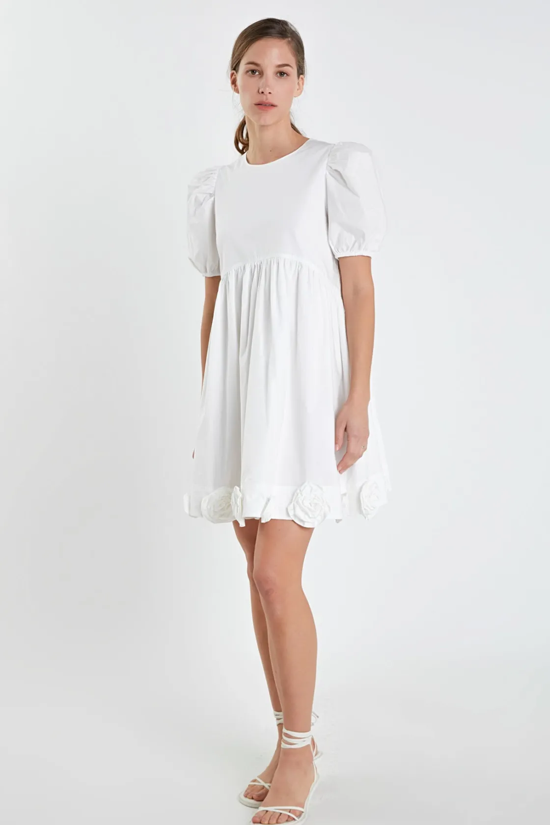 english_factory__poplin_c_11-2.webp ENGLISH FACTORY Puff Sleeve | Tops*- Poplin Corsage Mini Dress