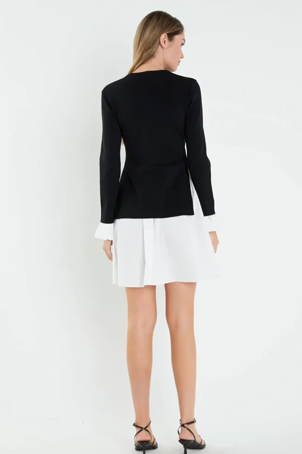 ENGLISH FACTORY Sweaters & Knits | Tops*- Poplin Combo Knit Mini Dress