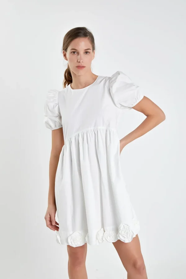 ENGLISH FACTORY Puff Sleeve | Tops*- Poplin Corsage Mini Dress