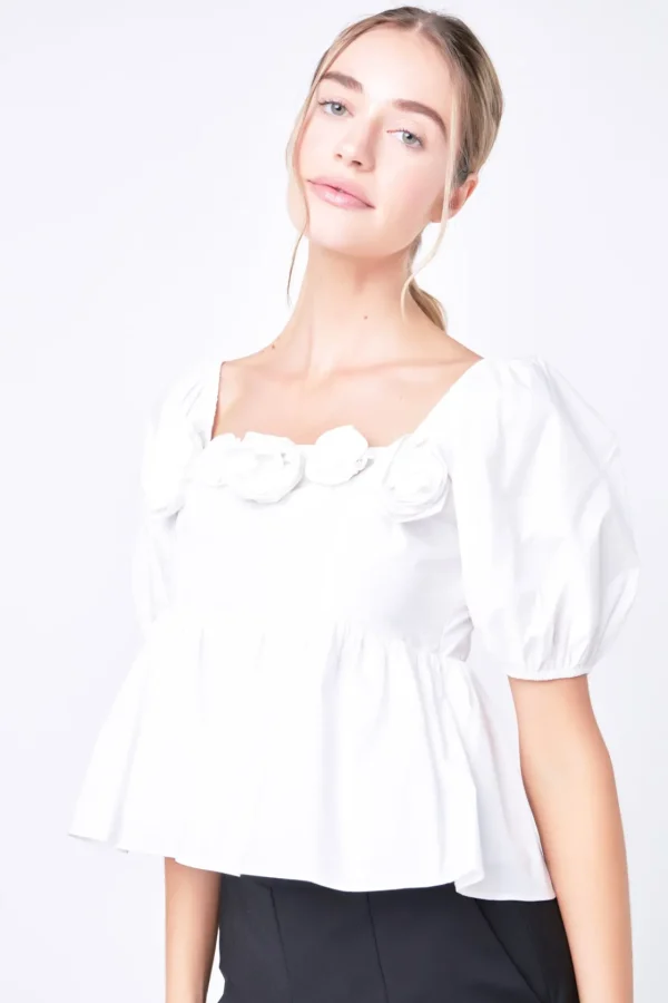 ENGLISH FACTORY Tops*- Poplin Corsage Top