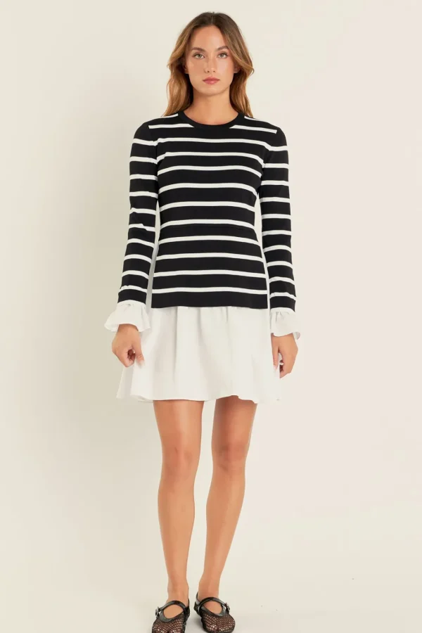 ENGLISH FACTORY Sweaters & Knits | Tops*- Poplin Combo Knit Mini Dress