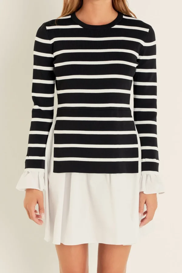 ENGLISH FACTORY Sweaters & Knits | Tops*- Poplin Combo Knit Mini Dress