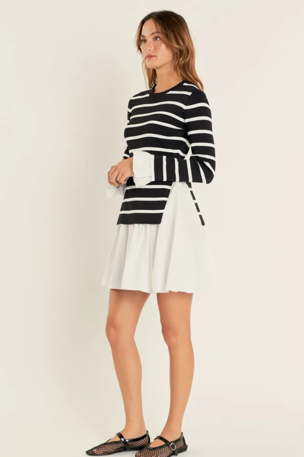 ENGLISH FACTORY Sweaters & Knits | Tops*- Poplin Combo Knit Mini Dress