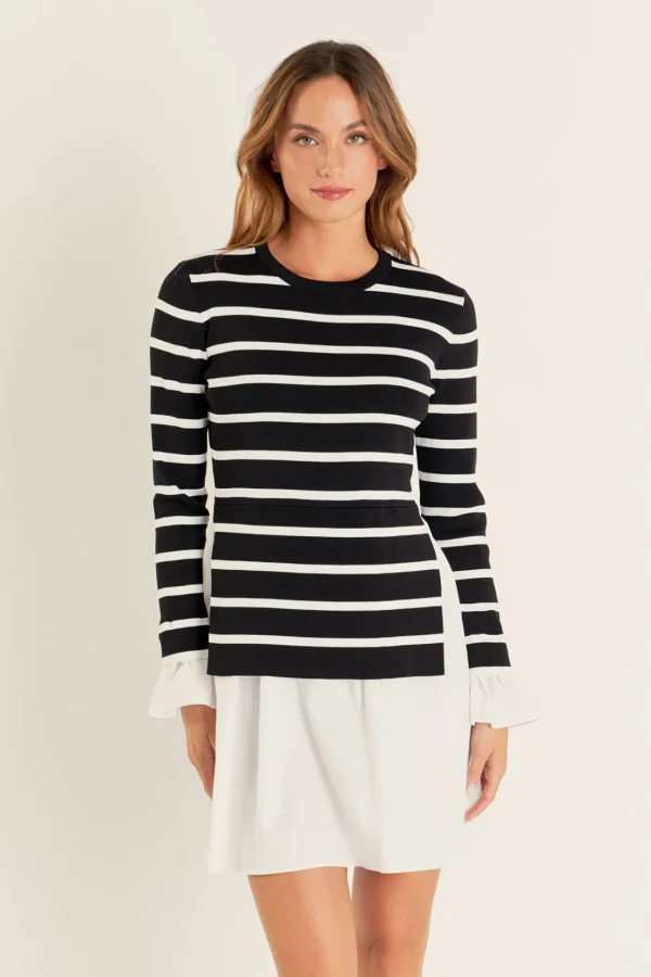 ENGLISH FACTORY Sweaters & Knits | Tops*- Poplin Combo Knit Mini Dress