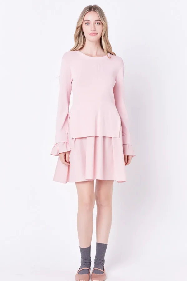 ENGLISH FACTORY Sweaters & Knits | Tops*- Poplin Combo Knit Mini Dress