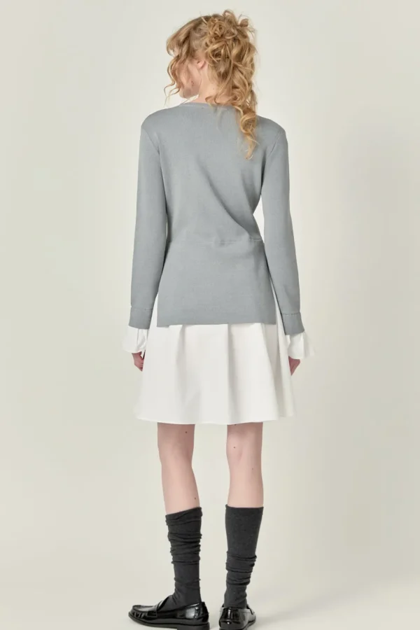 ENGLISH FACTORY Sweaters & Knits | Tops*- Poplin Combo Knit Mini Dress