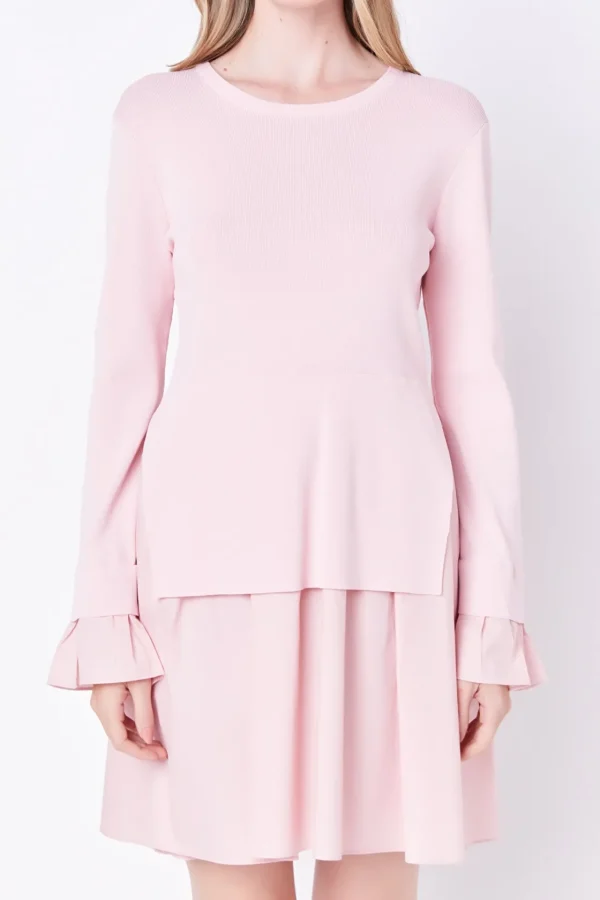 ENGLISH FACTORY Sweaters & Knits | Tops*- Poplin Combo Knit Mini Dress