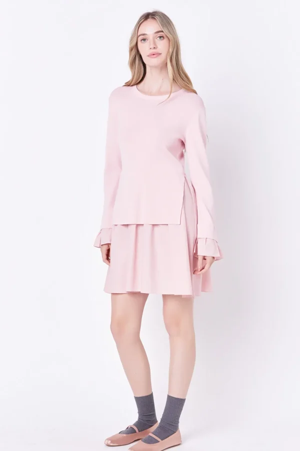 ENGLISH FACTORY Sweaters & Knits | Tops*- Poplin Combo Knit Mini Dress