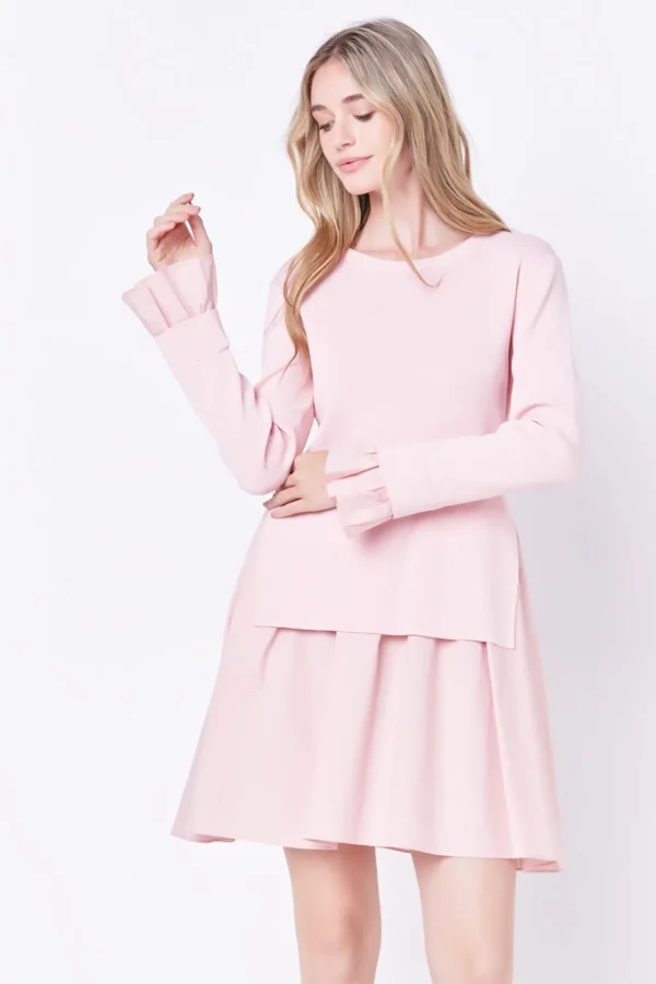 ENGLISH FACTORY Sweaters & Knits | Tops*- Poplin Combo Knit Mini Dress