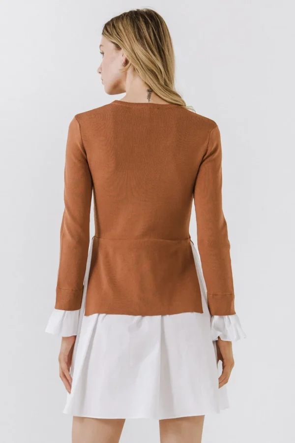 ENGLISH FACTORY Sweaters & Knits | Tops*- Poplin Combo Knit Mini Dress
