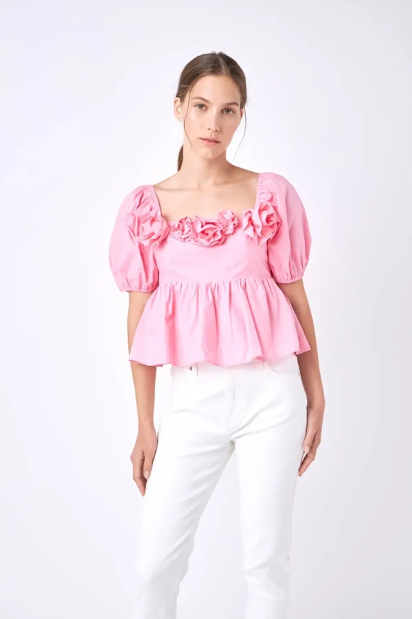 ENGLISH FACTORY Tops*- Poplin Corsage Top