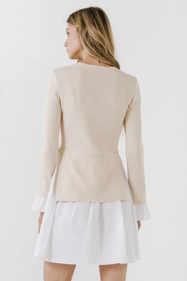 ENGLISH FACTORY Sweaters & Knits | Tops*- Poplin Combo Knit Mini Dress