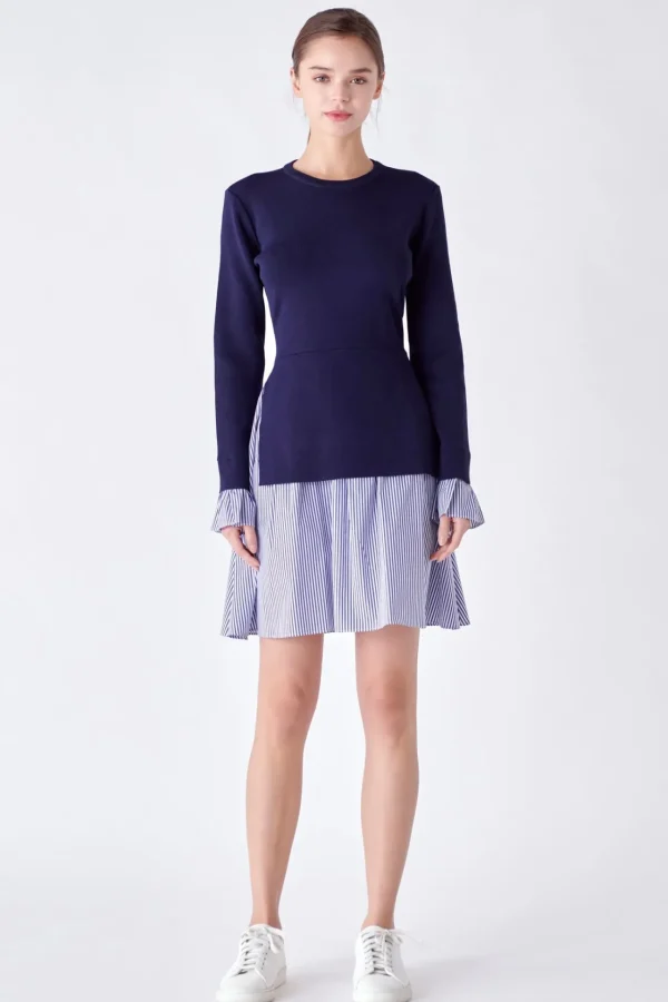 ENGLISH FACTORY Sweaters & Knits | Tops*- Poplin Combo Knit Mini Dress