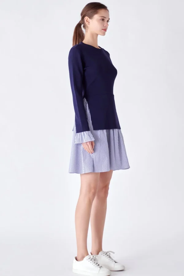 ENGLISH FACTORY Sweaters & Knits | Tops*- Poplin Combo Knit Mini Dress