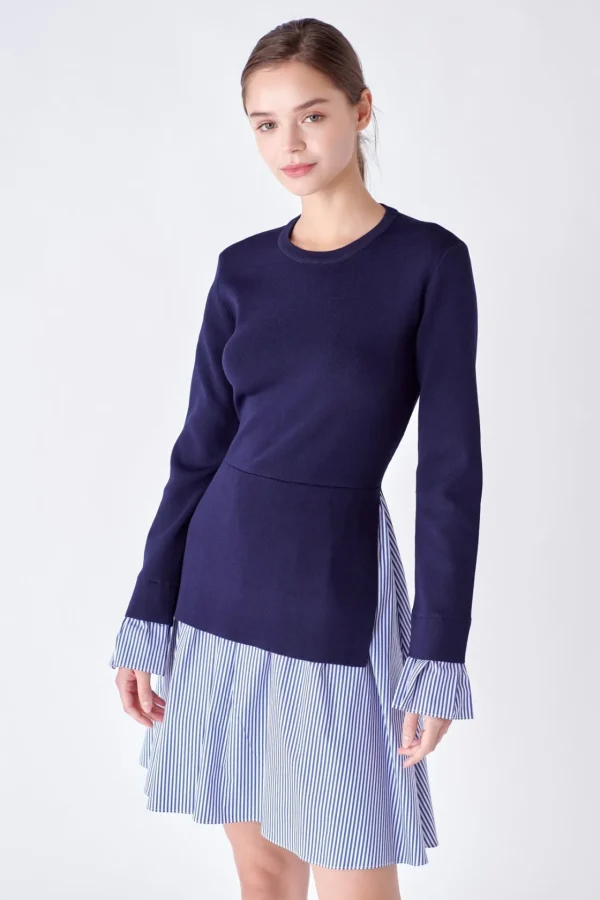 ENGLISH FACTORY Sweaters & Knits | Tops*- Poplin Combo Knit Mini Dress