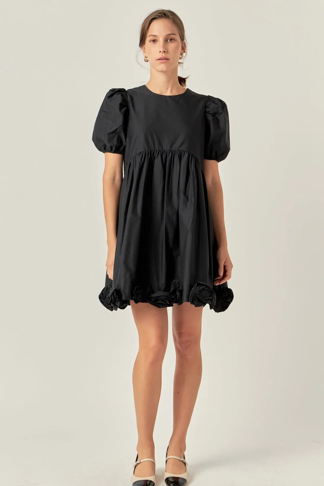 english_factory__poplin_c_4-2.webp ENGLISH FACTORY Puff Sleeve | Tops*- Poplin Corsage Mini Dress