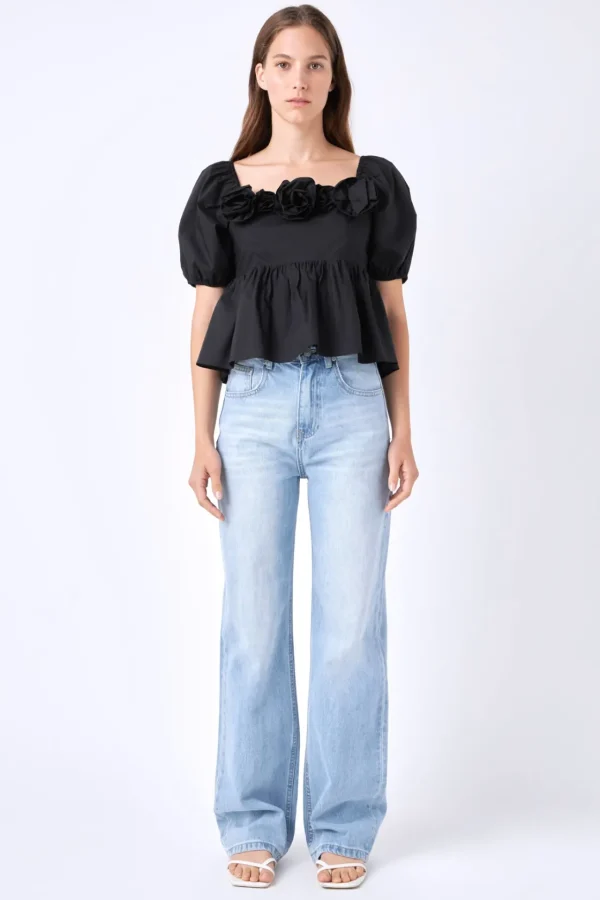 ENGLISH FACTORY Tops*- Poplin Corsage Top