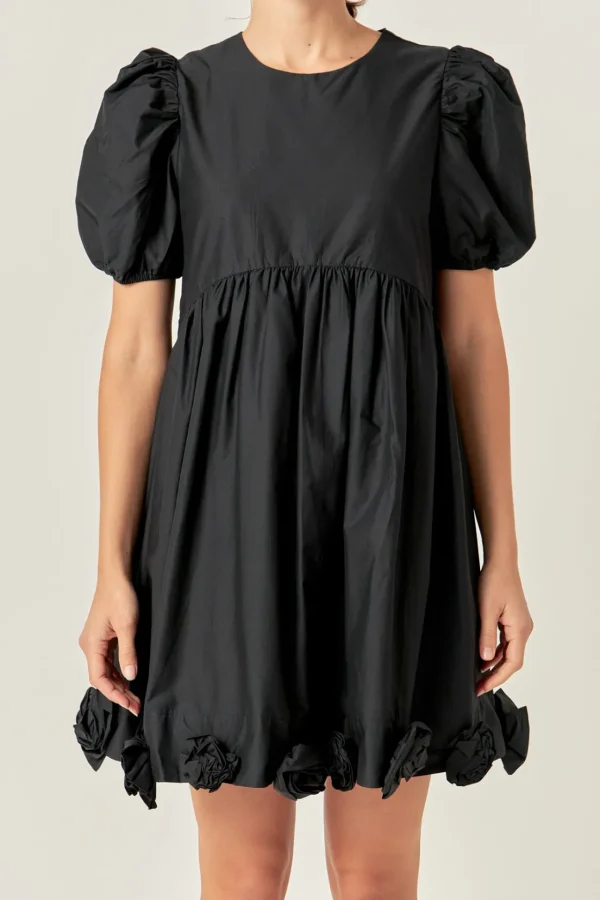 ENGLISH FACTORY Puff Sleeve | Tops*- Poplin Corsage Mini Dress