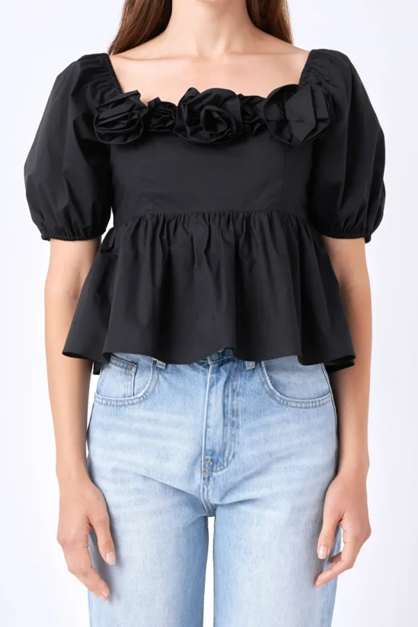 ENGLISH FACTORY Tops*- Poplin Corsage Top