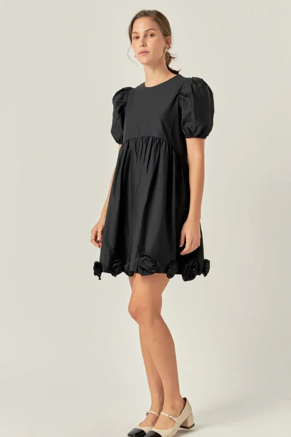 ENGLISH FACTORY Puff Sleeve | Tops*- Poplin Corsage Mini Dress