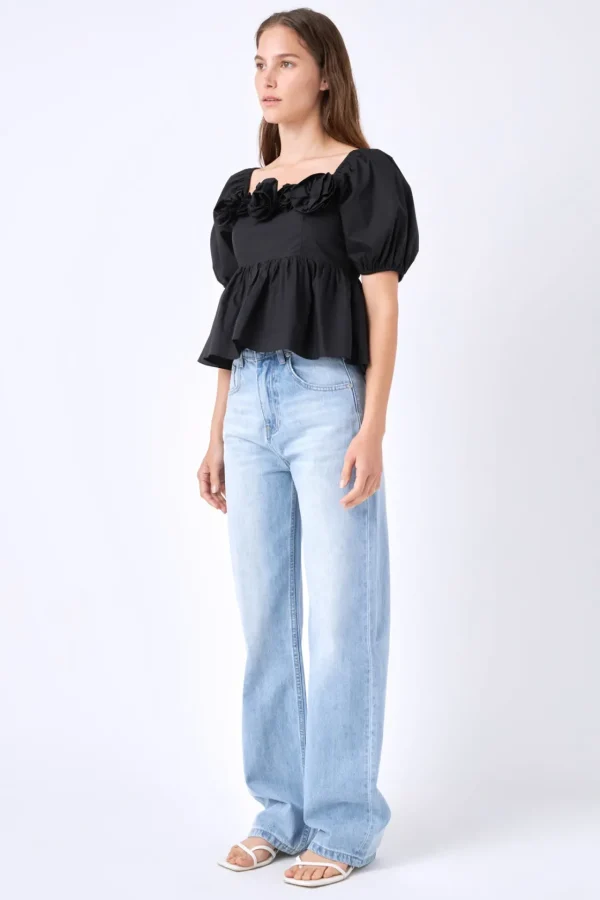 ENGLISH FACTORY Tops*- Poplin Corsage Top