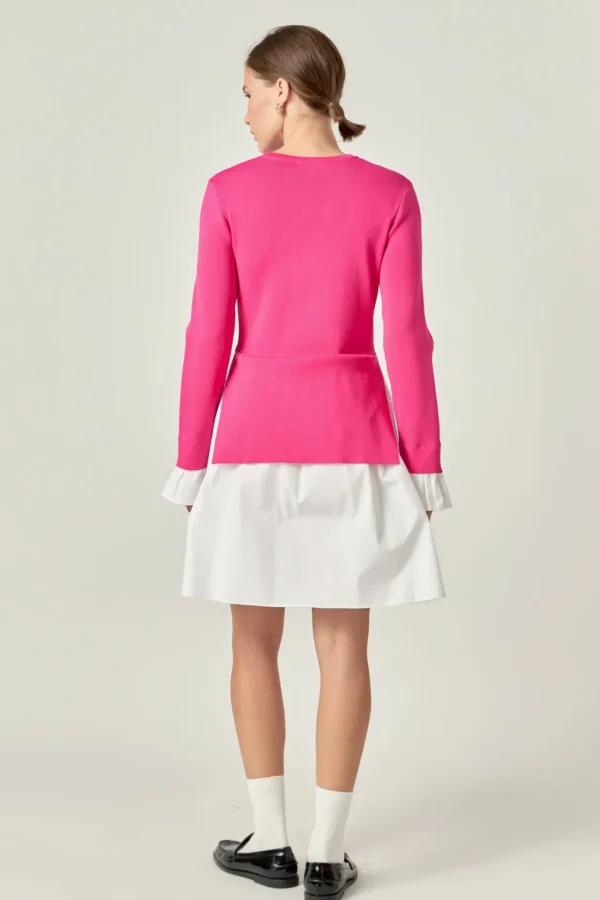 ENGLISH FACTORY Sweaters & Knits | Tops*- Poplin Combo Knit Mini Dress