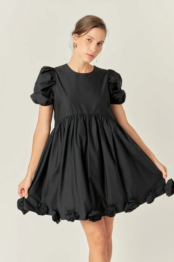 ENGLISH FACTORY Puff Sleeve | Tops*- Poplin Corsage Mini Dress
