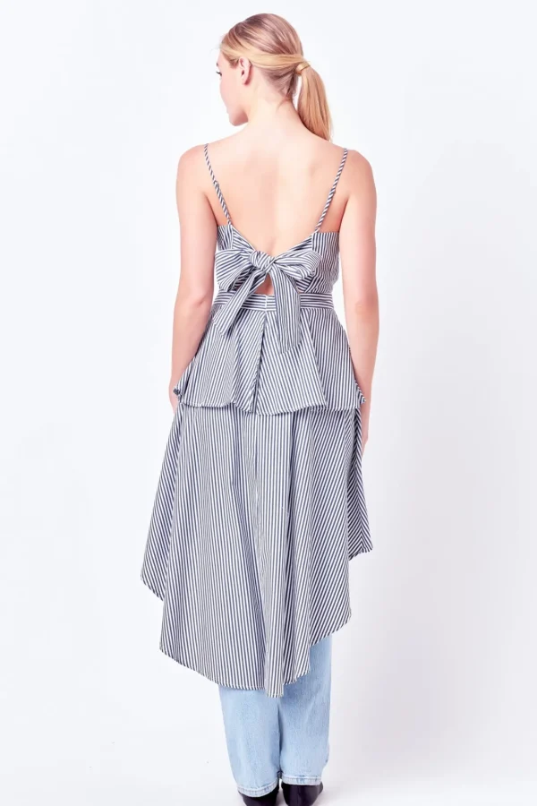 ENGLISH FACTORY Tops*- Poplin High-Low Top NAVYSTRIPE