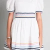 ENGLISH FACTORY White Dresses | Puff Sleeve*- Poplin Mini Dress with Ric Rac Trim WHITE