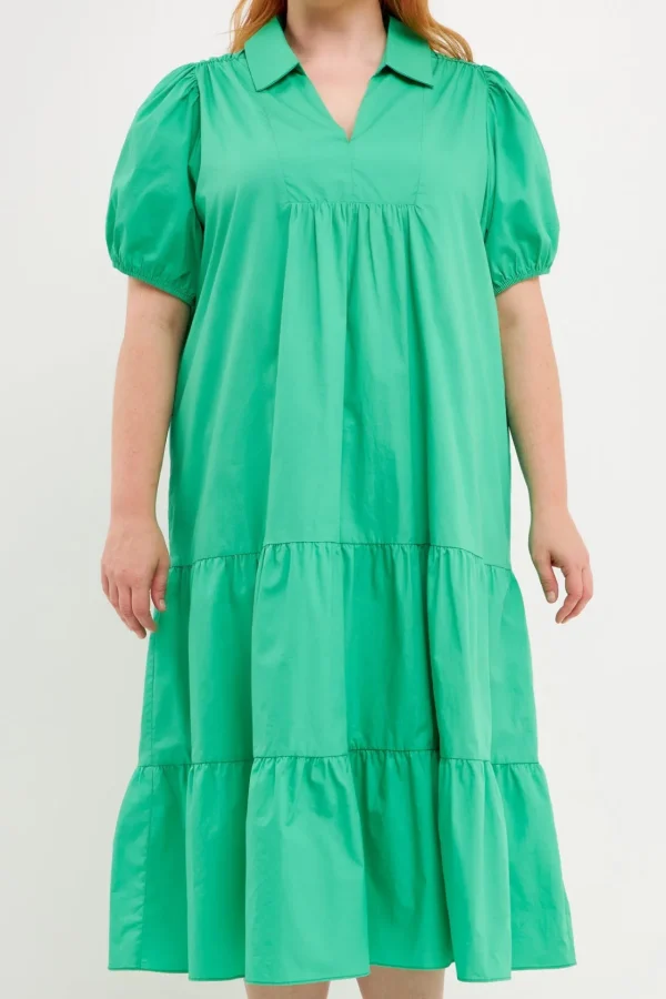 ENGLISH FACTORY Tops*- Poplin Midi Dress GREEN