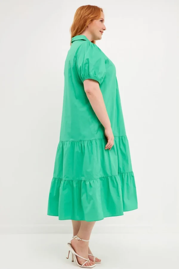 ENGLISH FACTORY Tops*- Poplin Midi Dress GREEN