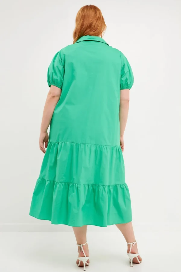 ENGLISH FACTORY Tops*- Poplin Midi Dress GREEN