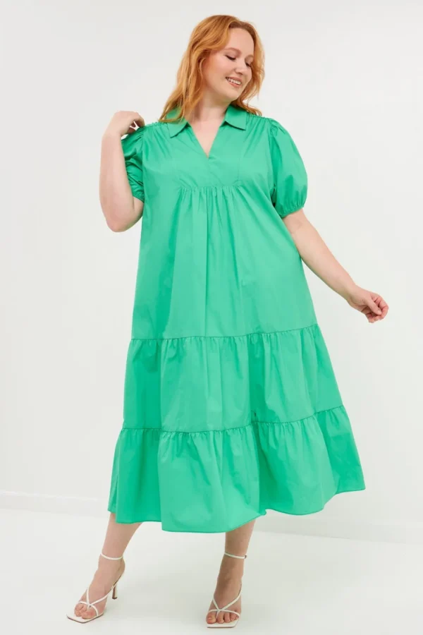 ENGLISH FACTORY Tops*- Poplin Midi Dress GREEN