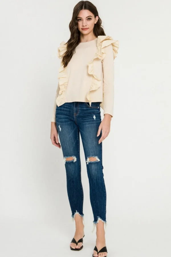 ENGLISH FACTORY Tops*- Poplin Ruffle Detail T-shirt