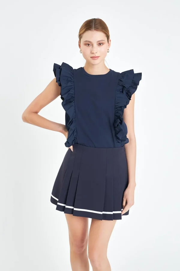 ENGLISH FACTORY Tops*- Poplin Ruffle Detail Sleeveless Top