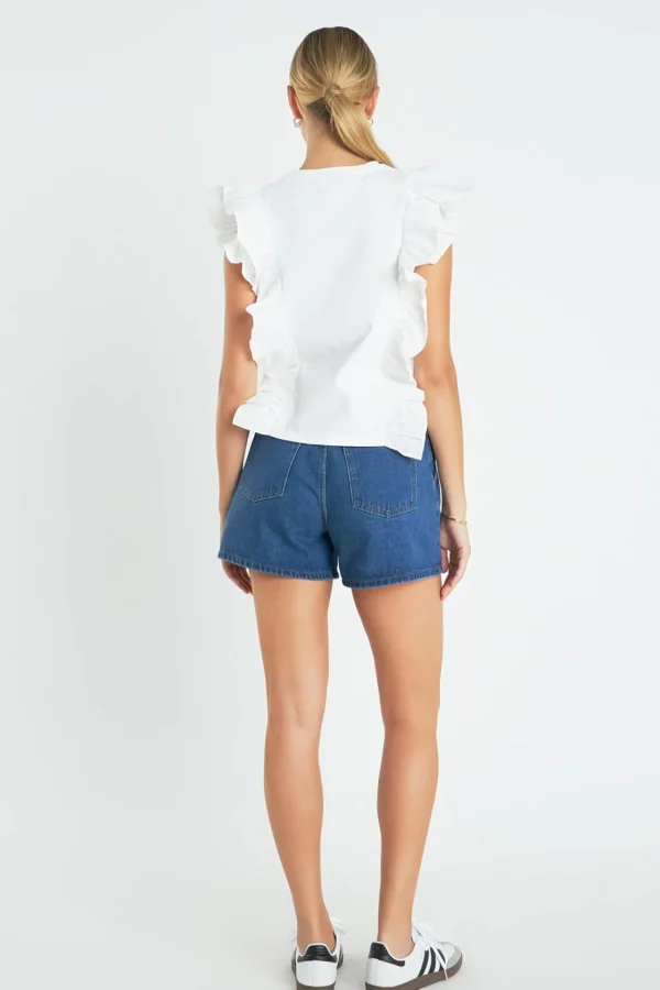 ENGLISH FACTORY Tops*- Poplin Ruffle Detail Sleeveless Top