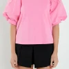 ENGLISH FACTORY Tops*- Poplin Sleeve Combo T-shirts