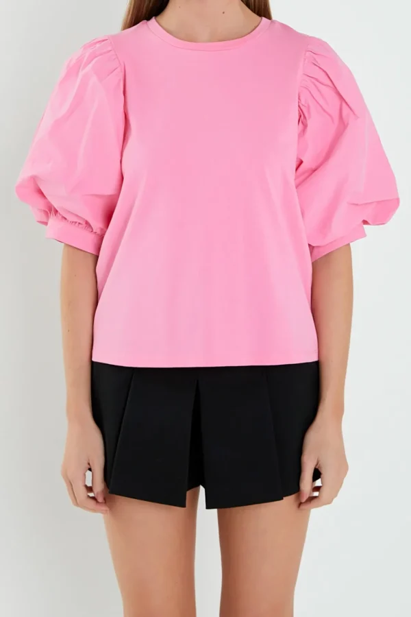 ENGLISH FACTORY Tops*- Poplin Sleeve Combo T-shirts