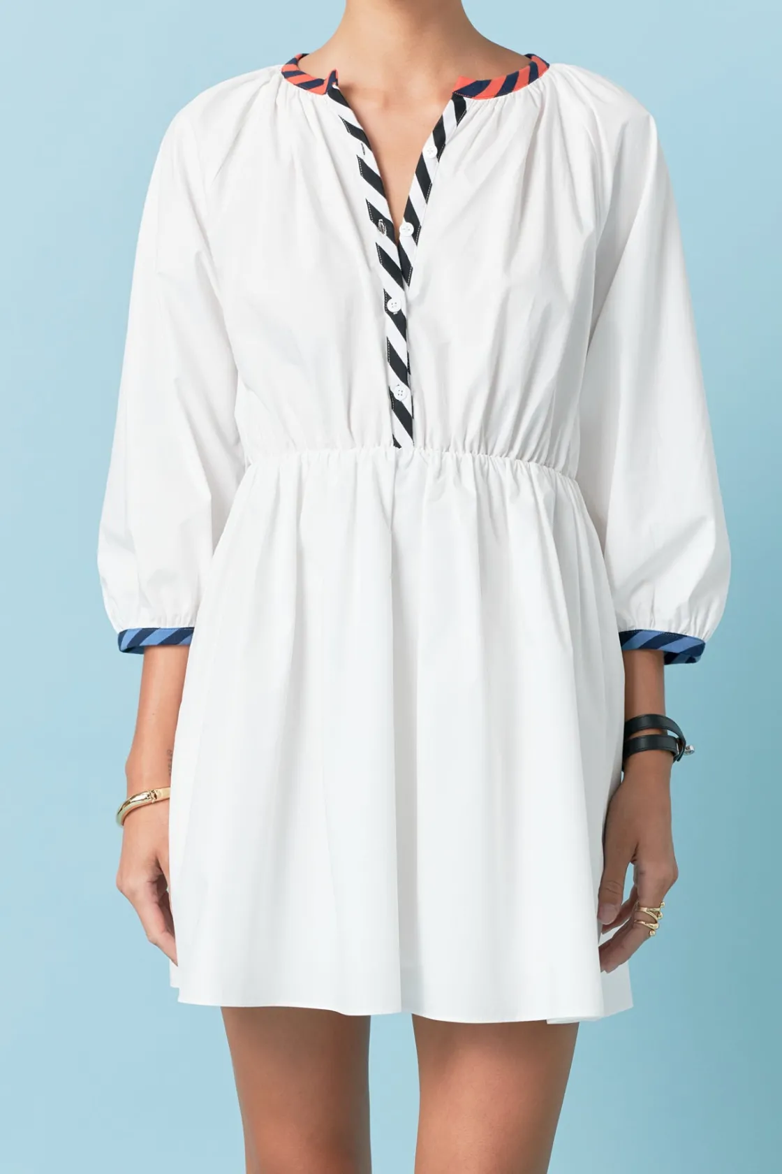 english_factory__poplin_s_0-5.webp ENGLISH FACTORY Boho Dresses | White Dresses*- Poplin Shirt Dress with Striped Binding WHITE