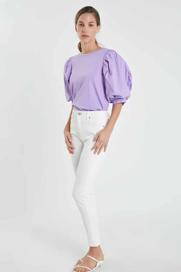 ENGLISH FACTORY Tops*- Poplin Sleeve Combo T-shirts