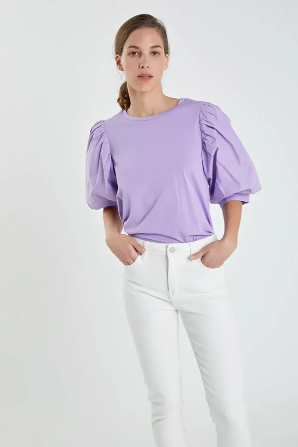 ENGLISH FACTORY Tops*- Poplin Sleeve Combo T-shirts