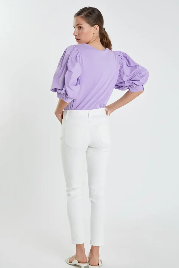 ENGLISH FACTORY Tops*- Poplin Sleeve Combo T-shirts