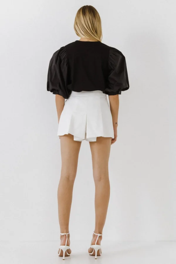 ENGLISH FACTORY Tops*- Poplin Sleeve Combo T-shirts