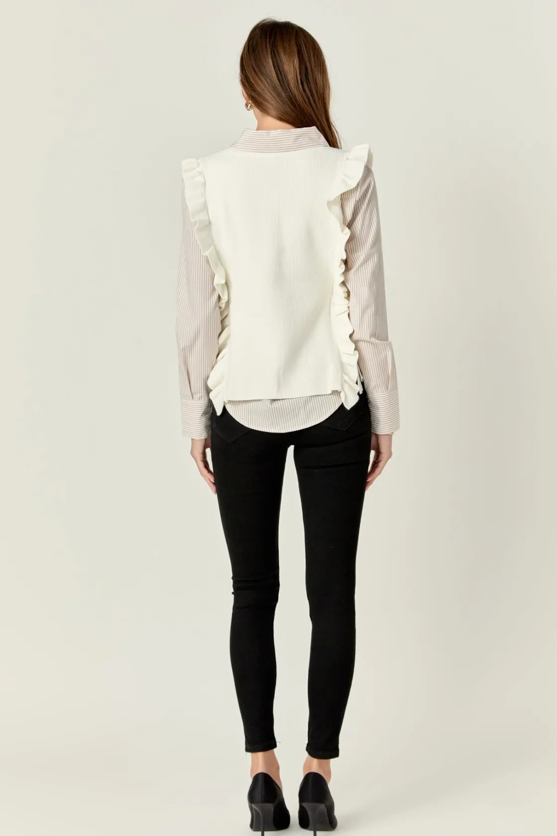 english_factory__poplin_s_2-2.webp ENGLISH FACTORY Shirts & Blouses*- Poplin Shirt With Detachable Knit Vest IVORY