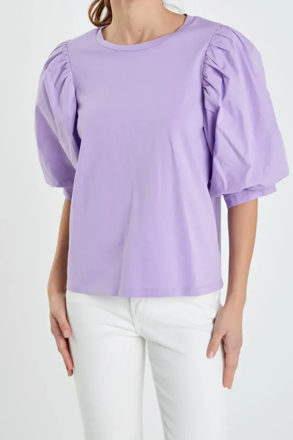ENGLISH FACTORY Tops*- Poplin Sleeve Combo T-shirts