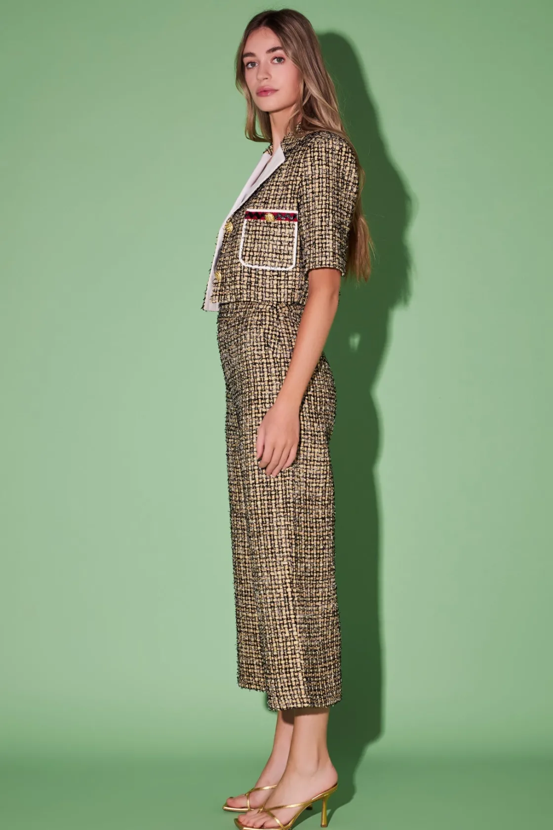 english_factory__premium__0-10.webp ENGLISH FACTORY Matching Sets | Pants*- Premium Tweed Culottes YELLOW/BLACK