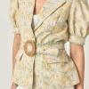 ENGLISH FACTORY Jackets & Coats | Tops*- Premium Embroidered Linen Belted Short Sleeve Jacket TANMULTI