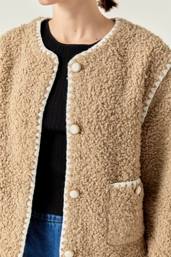 ENGLISH FACTORY Jackets & Coats | Tops*- Premium Faux Shearling Jacket