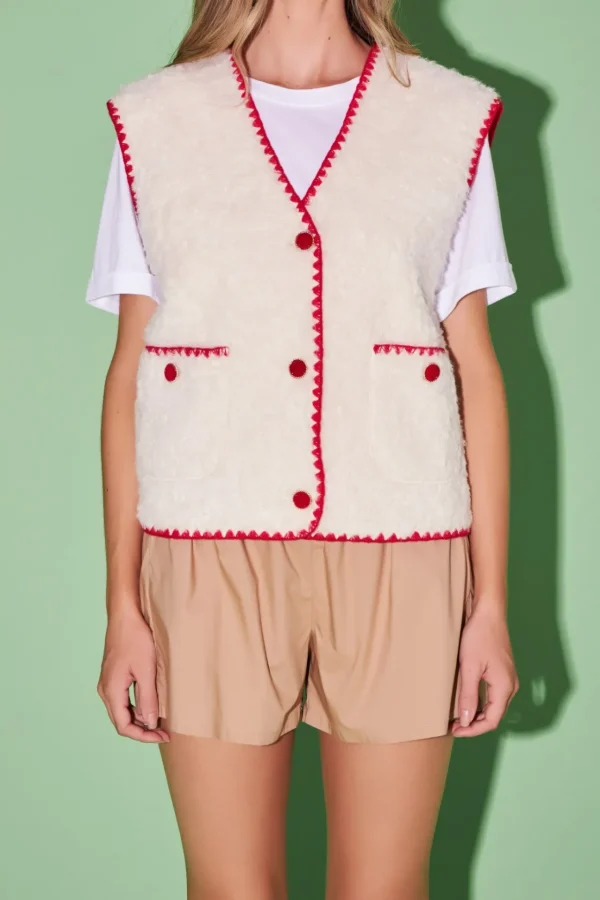 ENGLISH FACTORY Jackets & Coats | Tops*- Premium Faux Shearling Vest